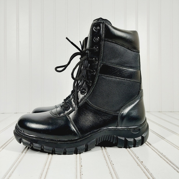 NEW  SSG Army Black Combat Lace Up Comfy Midi Military Boots  A1033 - Picture 1 of 12